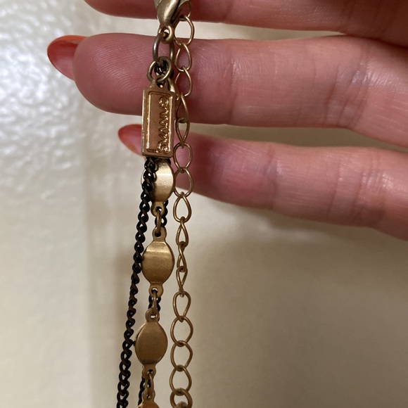 Triple strand Canvas brand necklace with drop - Picture 6 of 6